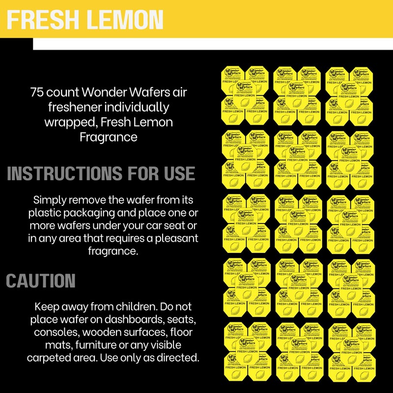 Wonder Wafers 75 count Air Fresheners Individually Wrapped, Fresh Lemon