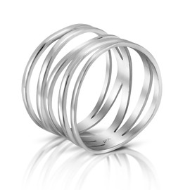 AeraVida Wide Five Band Coil Wrap .925 Sterling Silver Ring | Adjustable Coil Wire Wrap Silver Ring | Sterling Silver Band Ring | 925 Sterling Silver Adjustable Ring | Sterling Silver Rings Sizes (9)