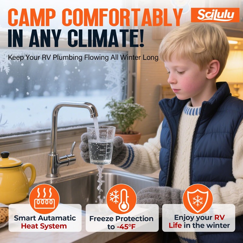 Scilulu 15FT Heated Water Hose for RV, Freeze Protection to