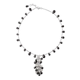 Franki Baker Elegant Black Onyx Gemstone & Pearl Necklace on 925 Sterling Silver Chain. Length: 45cm