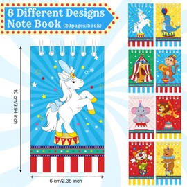 Containlol 24 Pcs Mini Circus Carnival Notebooks Carnival Birthday Party Supplies Goodie Bag Stuffers Journal Notepad Teacher Classroom Supplies for Circus Birthday Baby Shower Showman Themed Party