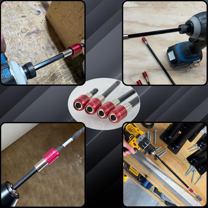 4 Pcs Drill Bit Extension, 2/4/6/12" Impact Driver Drill Extension