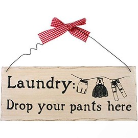 Hanging Sign | "Laundry: Drop Your Pants Here" | H:10cm W:25cm D:0.7cm | pack of 12