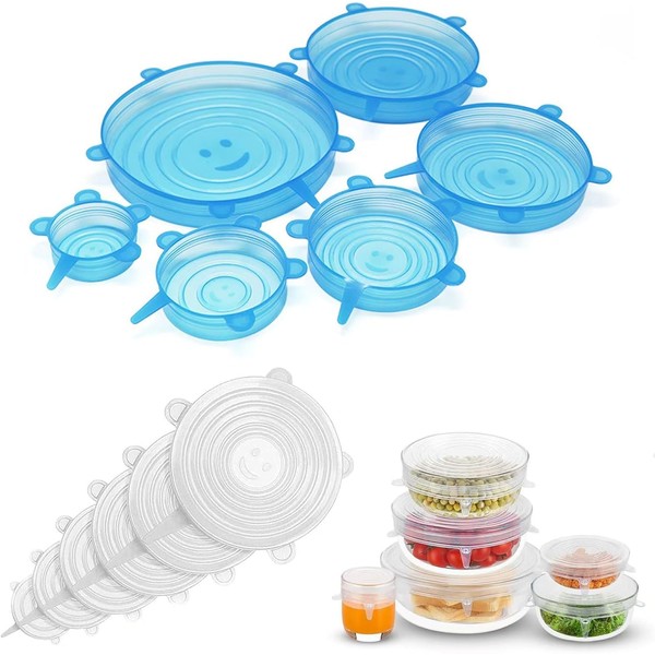 Reusable Silicone Food Storage Covers 12-Pack, Elastic Bowl Lids for