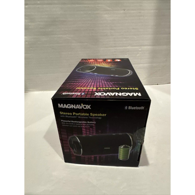 Magnavox MMA3762-BK Portable Bluetooth Horizontal Stereo Speaker in Black