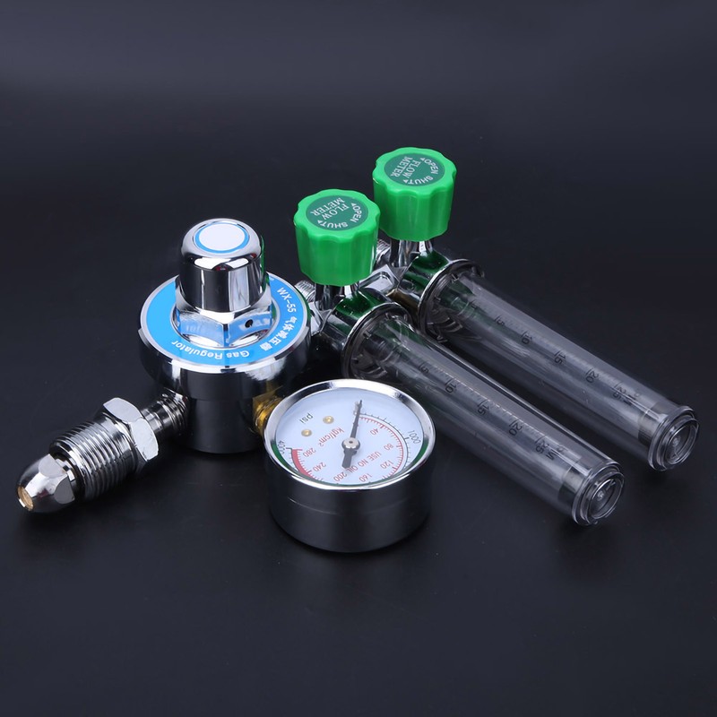 WX‑55X‑2L Argon Regulator Dual Tube Gas Flowmeter Pressure Reducer CGA540