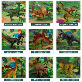 TEMI Dinosaur Toy Figure w/ Activity Play Mat & Trees, Educational Realistic Toy