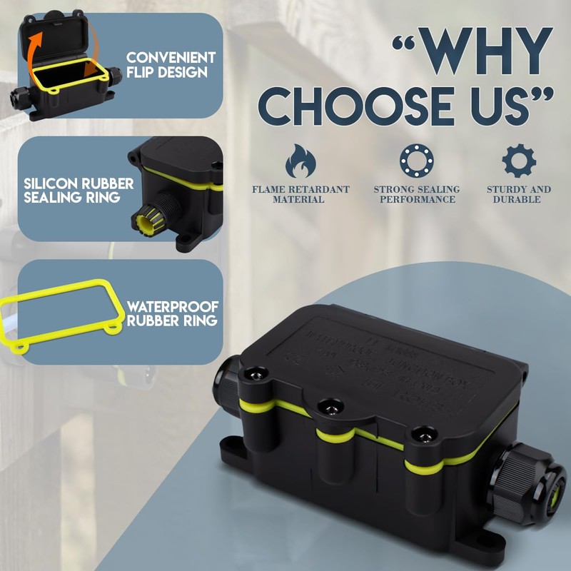 Innfeeltech LF-2068-2T Electrical Junction Box, Waterproof, Outdoor Waterproof Cable Junction