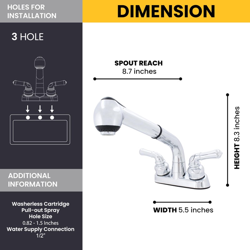 Wasserman 2 Handle Utility/Laundry/Shop Sink Faucet with Pull Out Sprayer