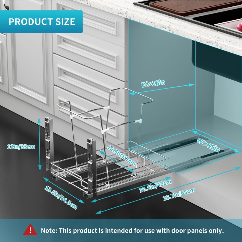 Pull Out Trash Can Under Cabinet Kit - Heavy Duty