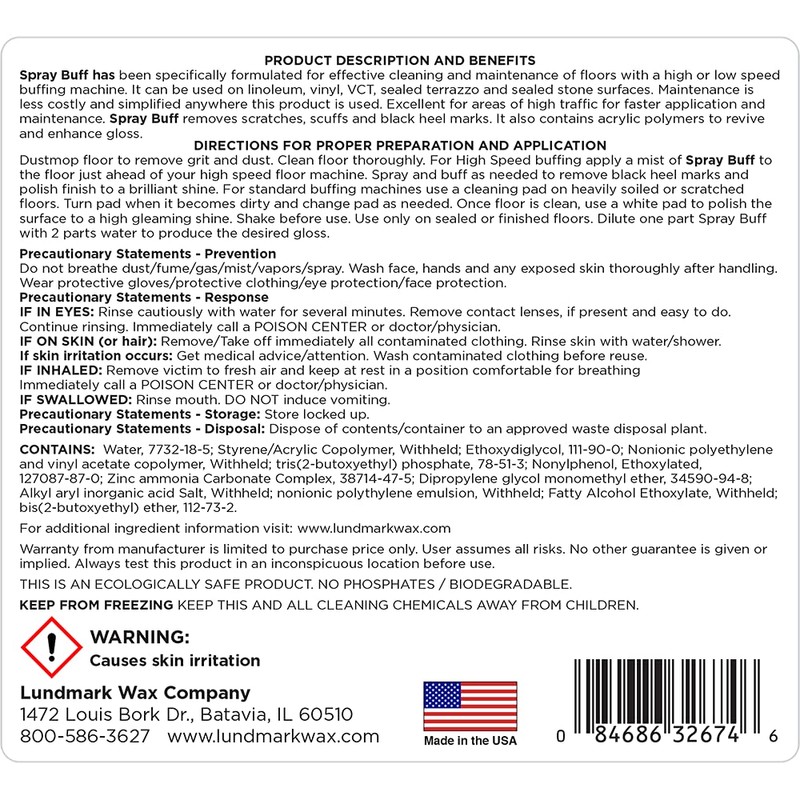 Lundmark Floor Maintainence Spray Buff Compound, 1-Gallon, 3267G01-4