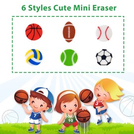 300 Pieces Sports Ball Pattern Mini Erasers Assortment Novelty Pencil Erasers Bulk for Rewards Prizes Gift Filler