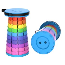 Macco Telescoping Rainbow Stool - Foldable, Portable Collapsible Stool Retractable Seat for Fishing, Hiking Tours, BBQ, Parties and Sporting Events