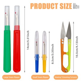 GZSYWZ 5PCS Sewing Seam Ripper Kit - Large & Small Stitch Rippers with Trimming Scissor Stitching Thread Unpicker Seam Ripper Stitching Thread Thread Cutter Remover for Sewing Needlework DIY Craft