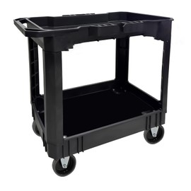 AAIN Work Carts with Wheels, 500 LBS Capacity. 34 x 17 Inch Plastic Tool cart. Utility Service Cart with 2 Fixed 2 Swivel Wheels, Ergonomic Handle Great for Warehouse/Garage/Garden/Hotel