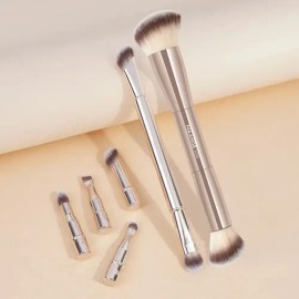 Set De Brochas Para Maquillaje Profesional, Brocha De Maquillaje Con Cabezales Desmontables Y Reemplazab Color Dorado