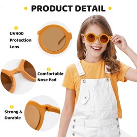 JOAOYO Kids Sunglasses 3 Pairs Round Flower Sunglasses for Girls Boys Baby Toddler Party Favors Colored Cute Girls Accessories for Outdoor Beach Basket Stuffers