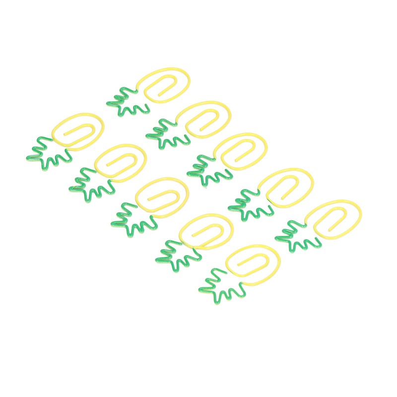 100pcs Metallic Paper Clips Green Yellow Ananas Shape Electroplating Process