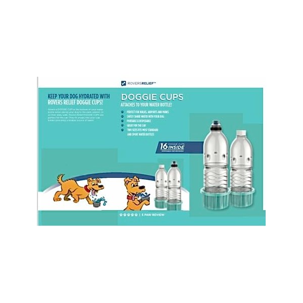 Rovers Relief Doggie Cups, Disposable Dog Water Bowl Dispenser, Portable