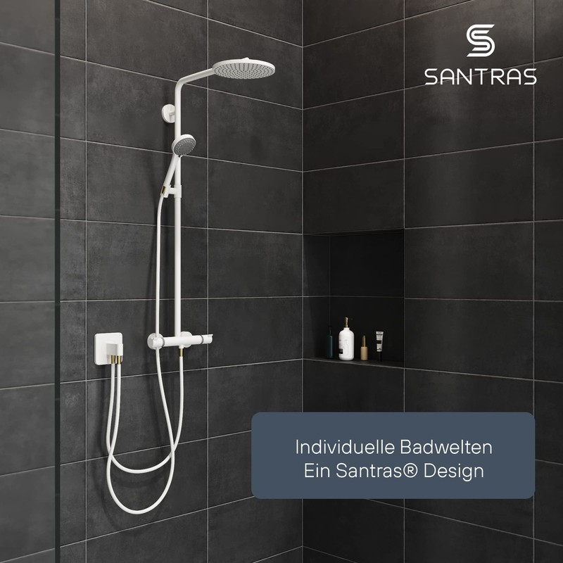 SANTRAS® Premium Shower Hose White/Gold 2.00 m with Flow Limiter