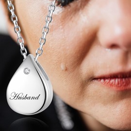 ZLILIJAN Colgante de plata de ley 925 con urna de cremación, cenizas conmemorativas, lágrima, eternidad, colgante conmemorativo para mamá y papá, joyería para mujer, Metal, Circonia cúbica