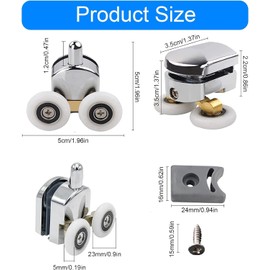 Clarmonde 23mm Replacement Sliding Door Rollers for Shower Door, 4pcs for 4-6mm Glass Curved Shower Door Rollers Shower Cubicle Accessories (4pcs-23mm)