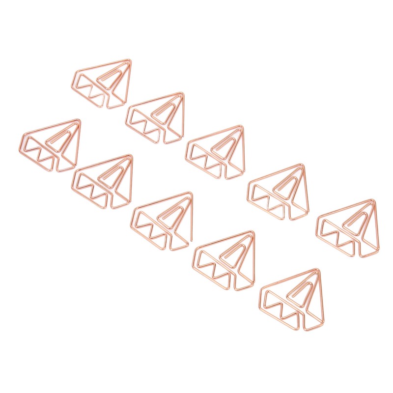 100pcs Rose Gold Paper Clips Cute Diamond Shaped Multifunctional Metal