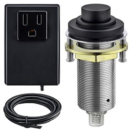SINKINGDOM SinkTop Air Switch Kit (Long Full Brass Button) for Garbage Disposal, Cordless (Matte Black)
