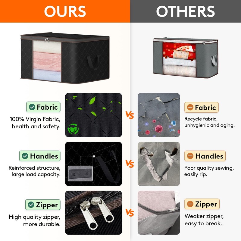 Lifewit 4 Pack Large Clothes Storage Bags Boxes with Lids,