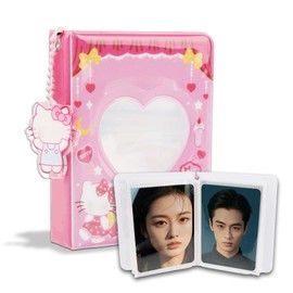 Kpop Photocard Binder, 3 Inch Kpop Photocard Holder 40 Pockets Mini Photo Album Cartoon Photo Card Holder Photo Card Album Portable Kpop Binder Photo Cards Album Kpop with Cute Pendant for Photo