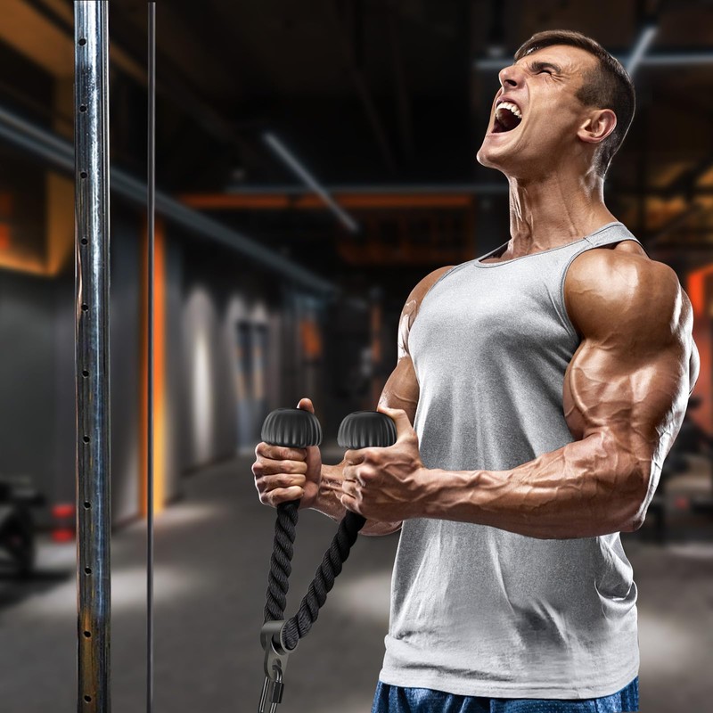 SELEWARE Triceps Rope with Non-Slip Soft Rubber Ends Home Gym