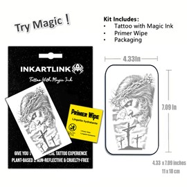 INKARTLINK Semi Permanent Tattoo, party tattoo, beautiful and realistic design, fun tattoo experience, cruelty-free, non-reflective, waterproof (Jesus 2)