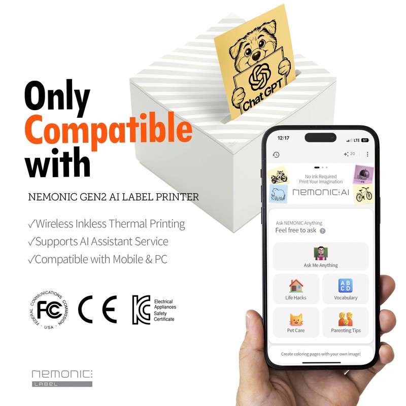 MANGOSLAB Nemonic AI Sticky Note Cartridge - Printable Sticker Paper