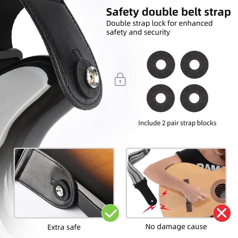 LEKATO Guitar Bass Strap for Electric Guitar Bass, 3" Wide