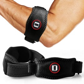 Domaste Tennis Elbow Brace for Women & Men, Adjustable Golfer Elbow Strap with Compression Pad, Fits 9"-23"(Black, 2 Pack)