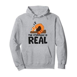 Sleeping Red Panda The Struggle Is Real Animal Red Pandas Pullover Hoodie