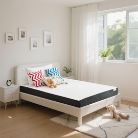 Meibamake Twin Memory Foam Mattress 6 Inch with Waterproof Cover, Cooling Memory Foam Gel Mattress for Kids Adults Medium Firm Pressure Relief, Easy Setup for Bedroom, Dorm, RV