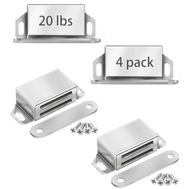 Onarway Magnetic Door Catch 4 Pack 20 lbs Strength Stainless Steel Chrome Cabinet Latches for Bathroom Kitchen Sliding Door Window Cupboard