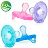 Nuby 2 Piece 100% Silicone Cherry/Natural Shape Pacifiers, 6-12 Months