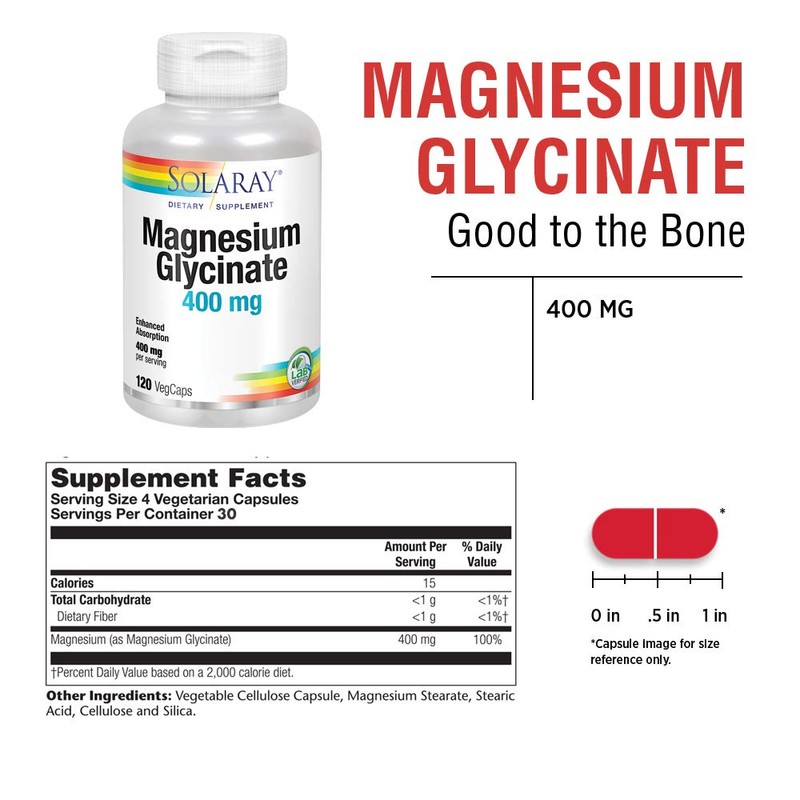 Solaray Magnesium Glycinate 400 mg | Healthy Relaxation, Bone &