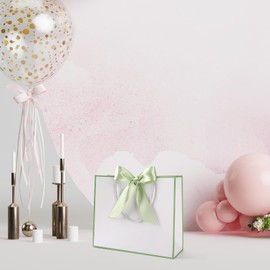 Yieseang Gift Bags for Presents,White Gift Bags with Ribbbon,Present Bags for Bridesmaids,Wedding,Birthday,Party, Celebration,32x25x10cm,(White,8 Pack)