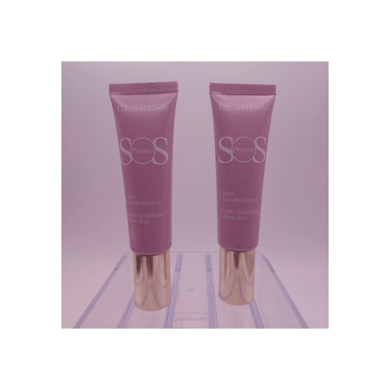 LOT OF 2 Clarins SOS Face Primer LAVENDER Brightens Sallow
