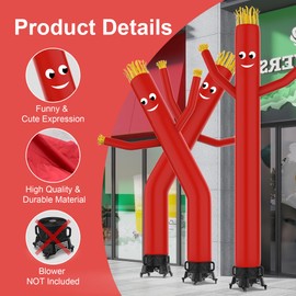 Sky Waving Inflatable Tube Man, 20 Feet Tall Wacky Waving Inflatable Tube Guy, Replacement Tube Man for Opening Activities, Red (No Blower)