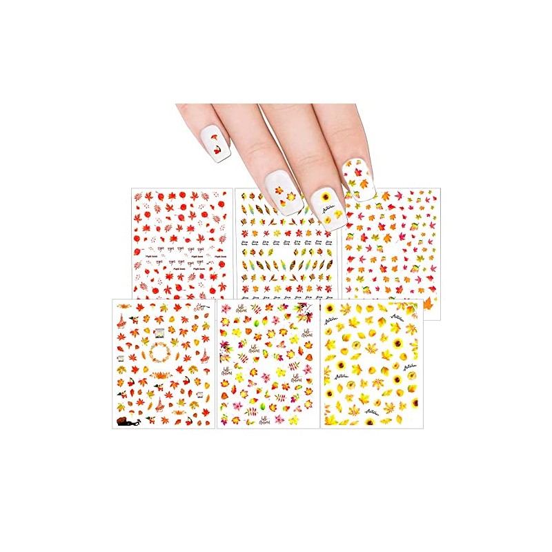 Winstonia 550+ Pcs Fall Autumn Nail Stickers for Easy Manicure