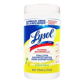 Lysol Toallitas Desinfectantes para Superficies, Aroma Citrus, 80 Toallitas (Tapa puede variar)