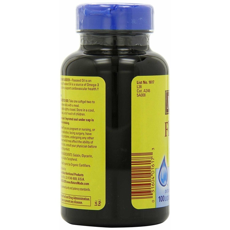 Nature Made Flaxseed Oil Liquid Softgels Dietary Supplement 1000 mg