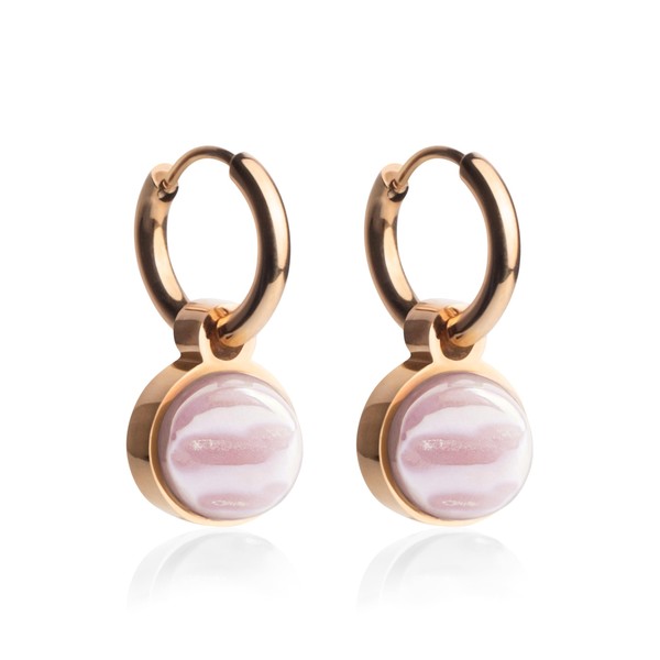 Kleine Roségold Creolen mit Anhänger • 18k vergoldete Edelstahl Ohrringe