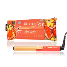 Glister Mini Curls Traveling Small Clip Curler with Carrying Pouch, Travel Curler, Curling Wand, for Normal, Thin, Dry, and Frizzy Hair, for Travel use Preferred for Girls or Boys - (Grapefruit)