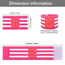 Ynaice 2 Pcs Captains Armband, C Adjustable Elastic Sports Arm Bands Nylon Multicoloured Adult & Youths Football Soccer Captains Armband for All Sports|Pink