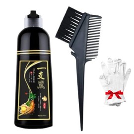 Shampoo Tinte Negro Cubre Canas 3 en 1 para Hombre y Mujer - Hair Dye Shampoo Black para Teñir Cabello en Casa Sin Amoniaco, Color Negro Natural Durad